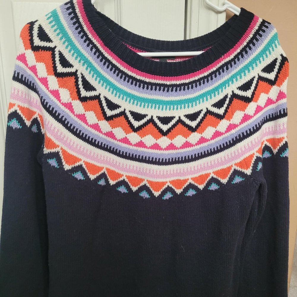 Talbots Navy  and Multi color Sweater